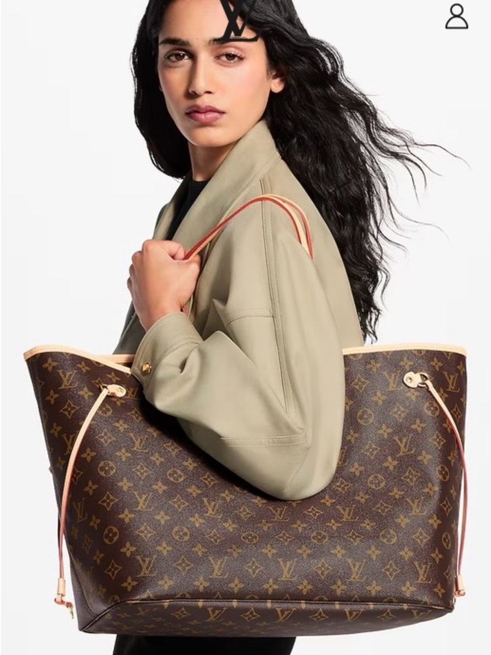 Large Monogram Canvas Tote in Brown/Beige in - Picture 9 of 9